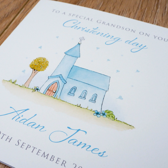 Personalised Christening Card  Son, Grandson, Godson, Nephew